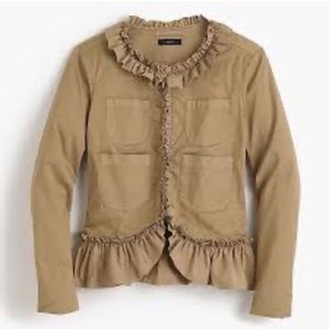 J. Crew Khaki Ruffled Chino Blazer size 2